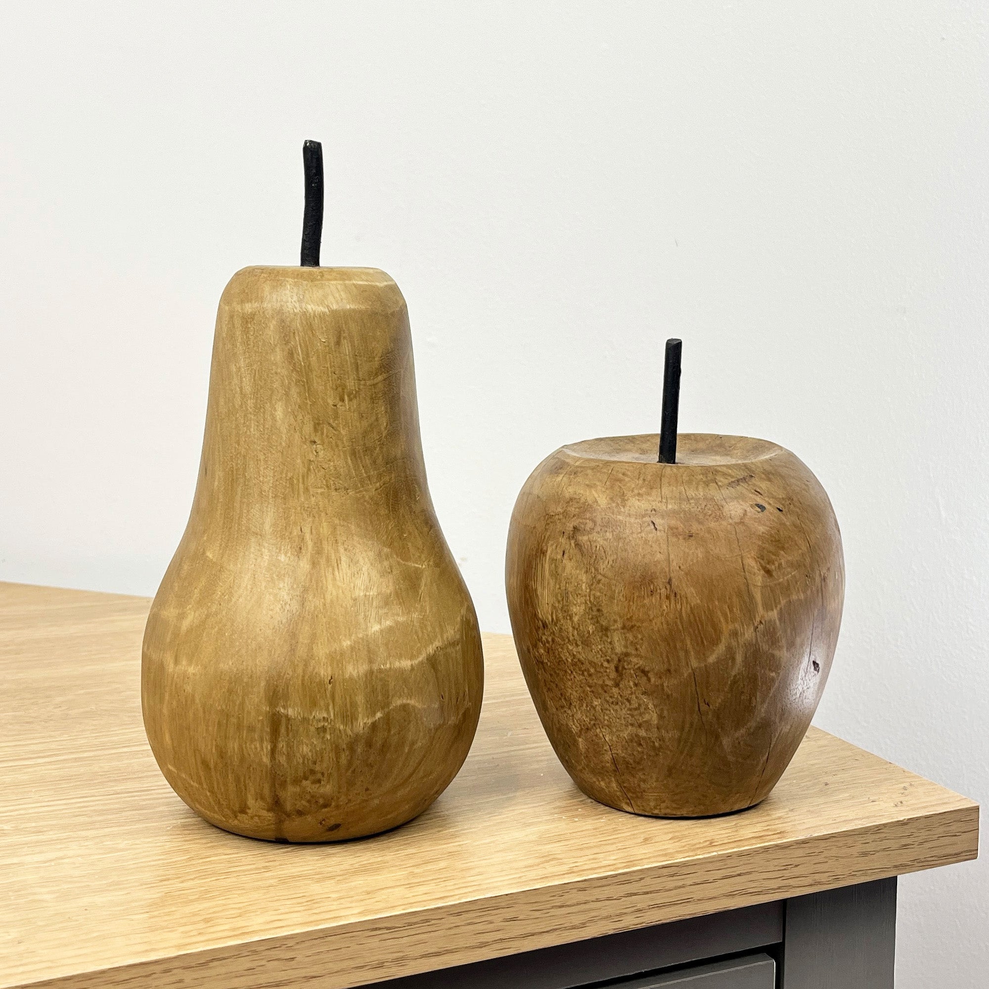 Mango Wood Apple and Pear Ornaments