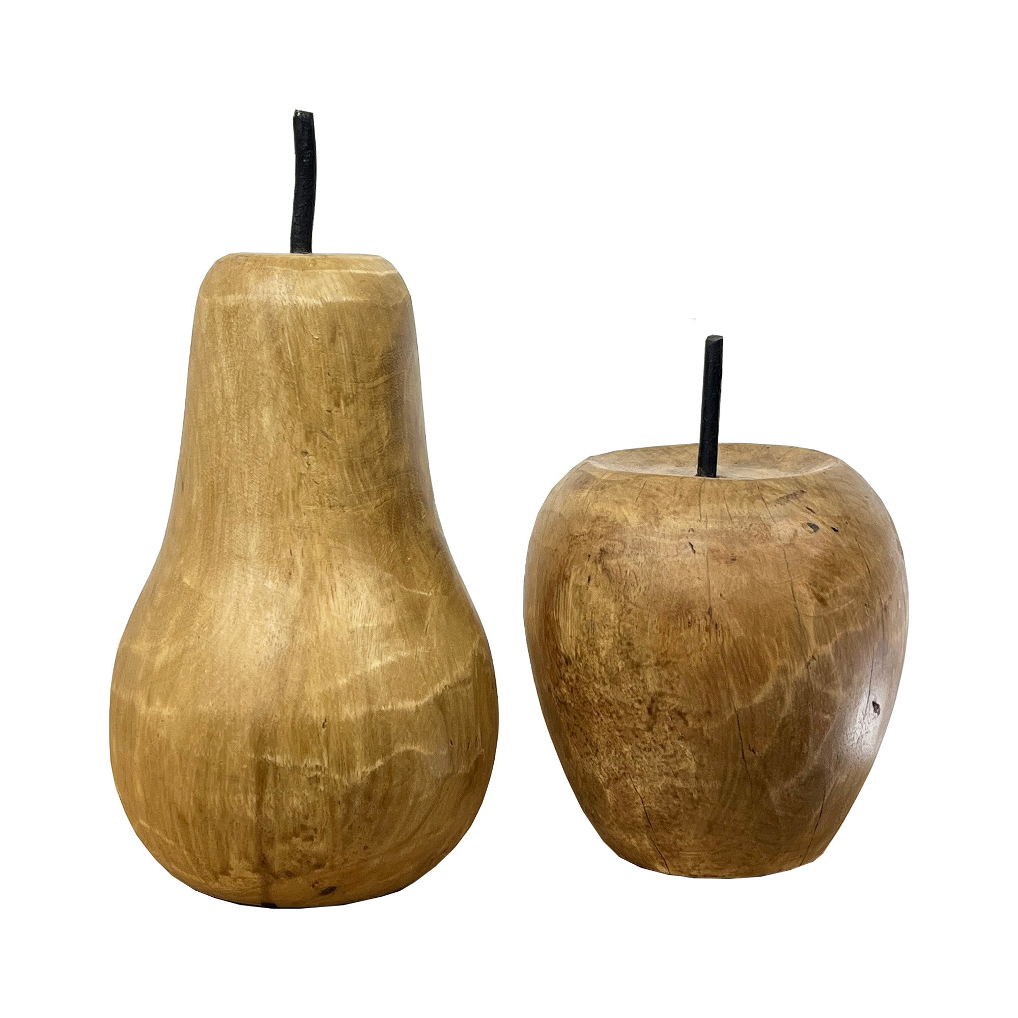 Mango Wood Apple and Pear Ornaments