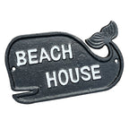 Whale Shaped 'Beach House' Wall Sign / Plaque - Cast Iron