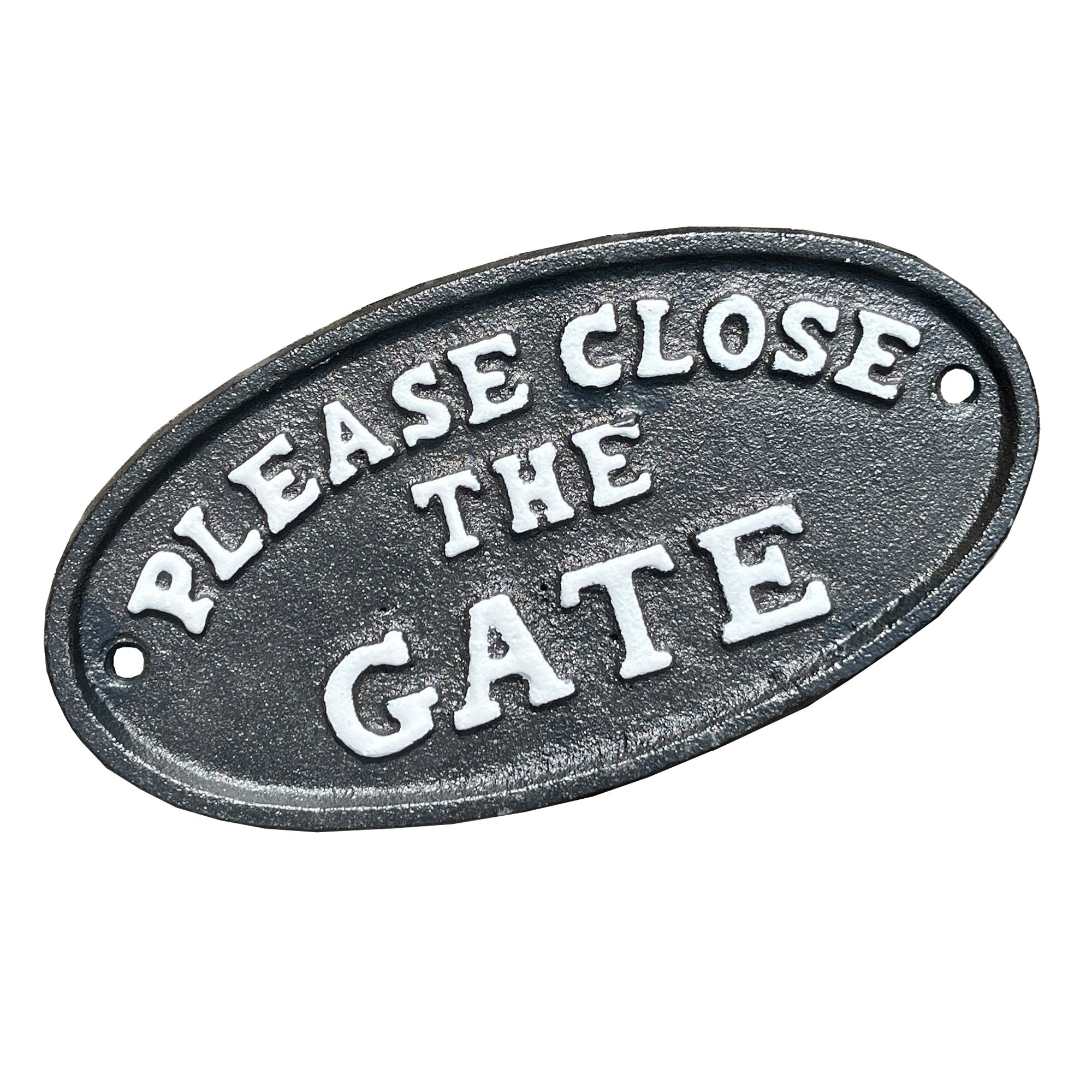 Oval 'Please Close the Gate' Wall Sign / Plaque - Cast Iron