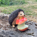 Hedgehog with Apple Garden Ornament - Resin