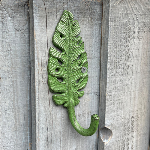 17cm Tropical Leaf Wall Storage Hook - Cast Iron