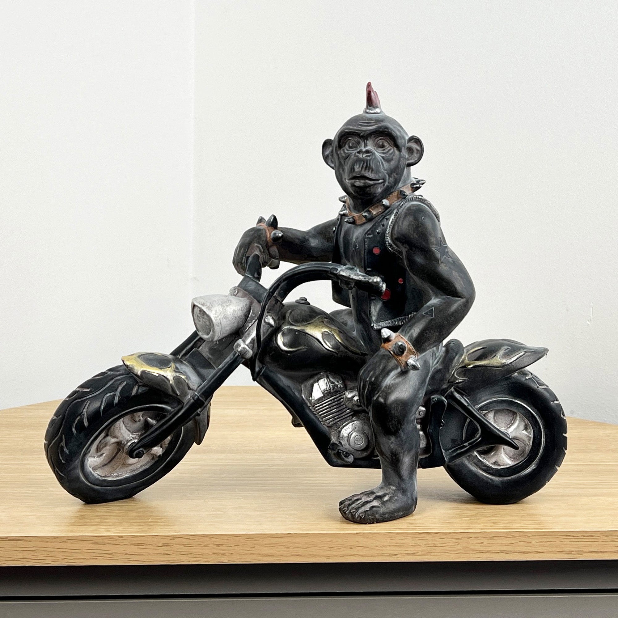 Biker Monkey on Motorbike Ornament - Resin
