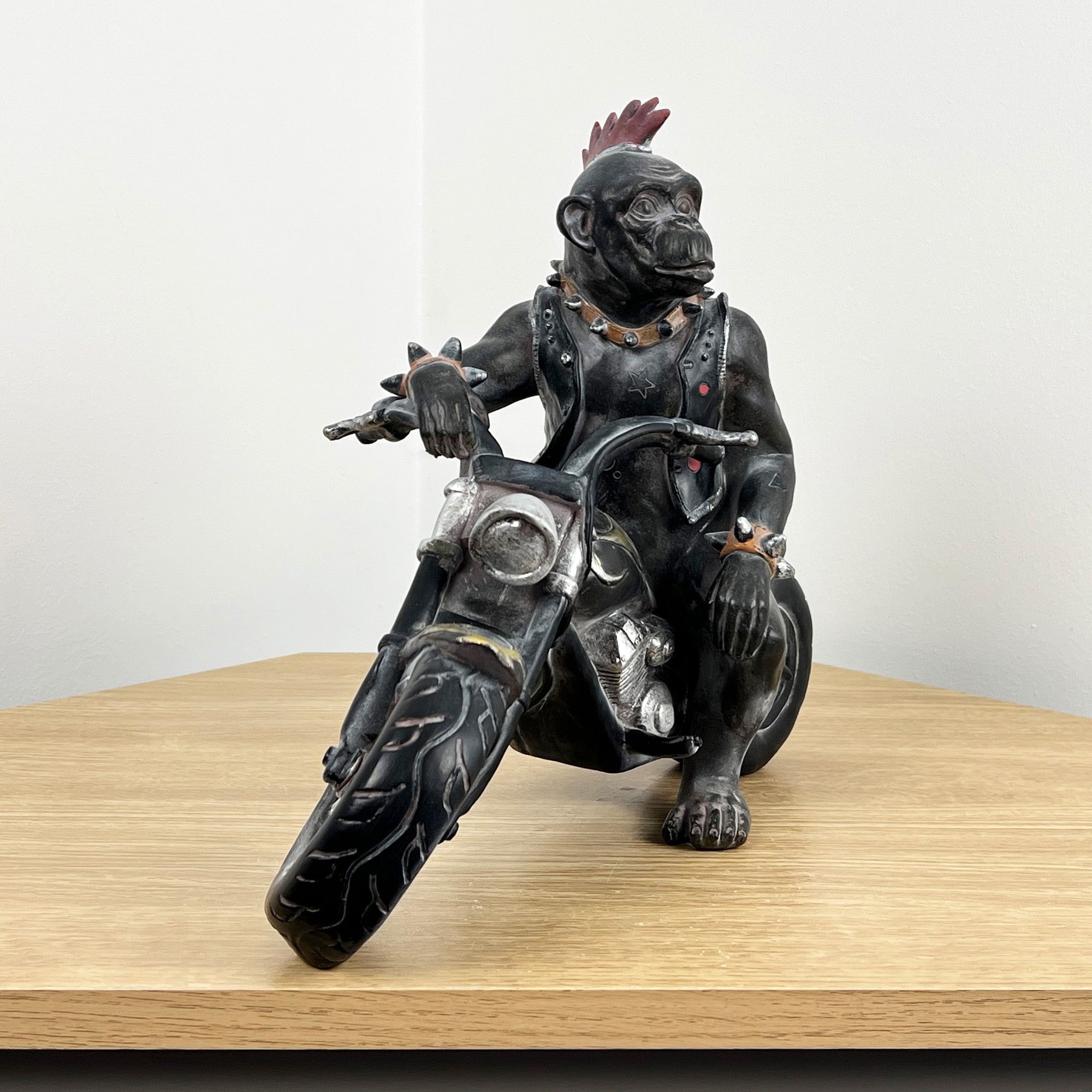 Biker Monkey on Motorbike Ornament - Resin