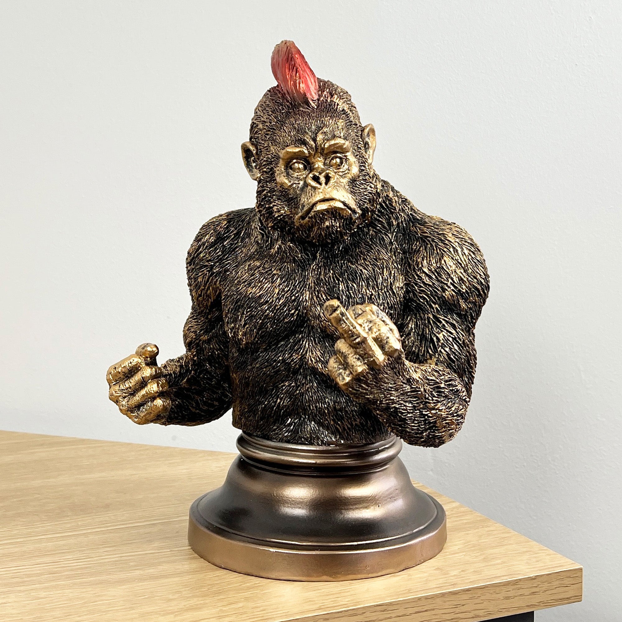 27cm Middle Finger Punk Gorilla Bust Ornament - Resin