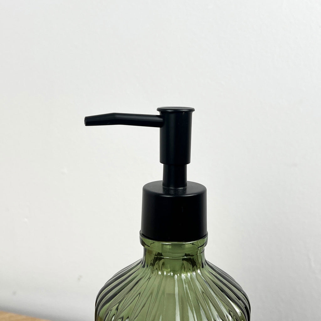 2 Piece Ribbed Glass Bathroom Sink Accessories Set - Green