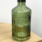 2 Piece Ribbed Glass Bathroom Sink Accessories Set - Green