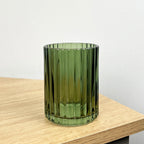 2 Piece Ribbed Glass Bathroom Sink Accessories Set - Green