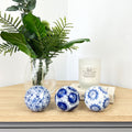 Set of 3 Decorative Balls for Bowls – White & Blue