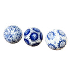 Set of 3 Decorative Balls for Bowls – White & Blue