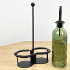 Green Glass Oil & Vinegar Bottles with Caddy
