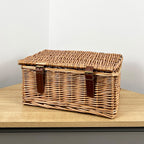 36cm x 26cm Small Lidded Wicker Hamper Storage Basket
