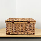 36cm x 26cm Small Lidded Wicker Hamper Storage Basket