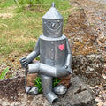 20.5cm Resin Tin Man Sitting on Log Garden Ornament