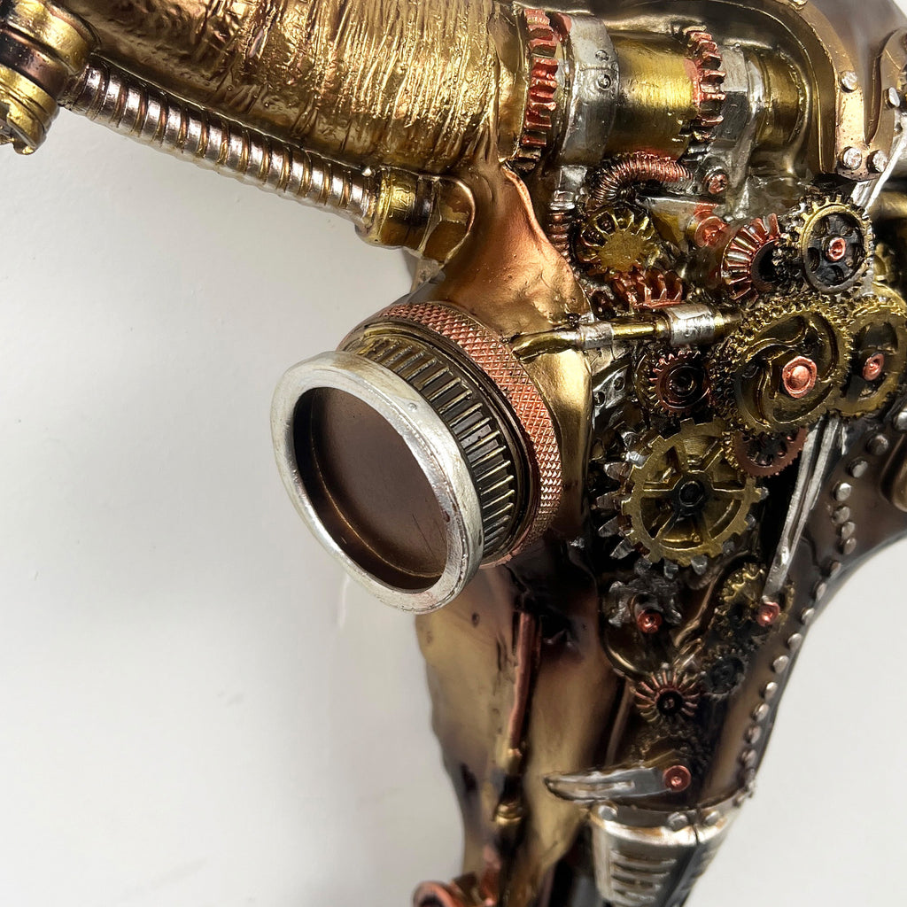 30.5cm Steampunk Cow Skull with Horns Wall Decoration – Resin