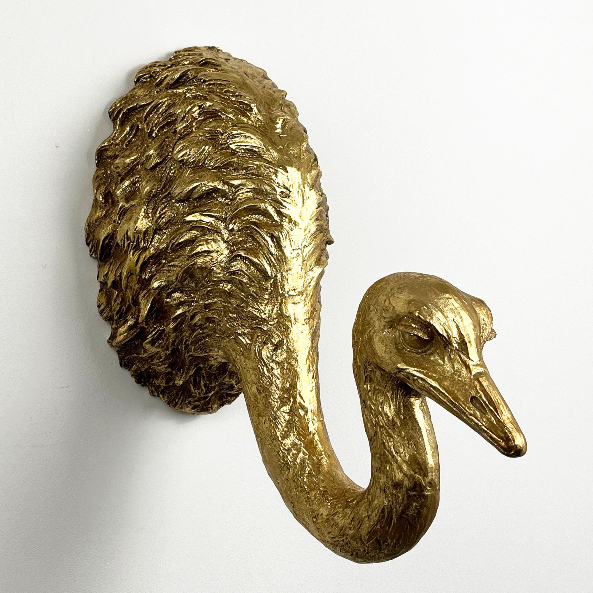 38cm Gold Ostrich Head Wall Decoration - Resin