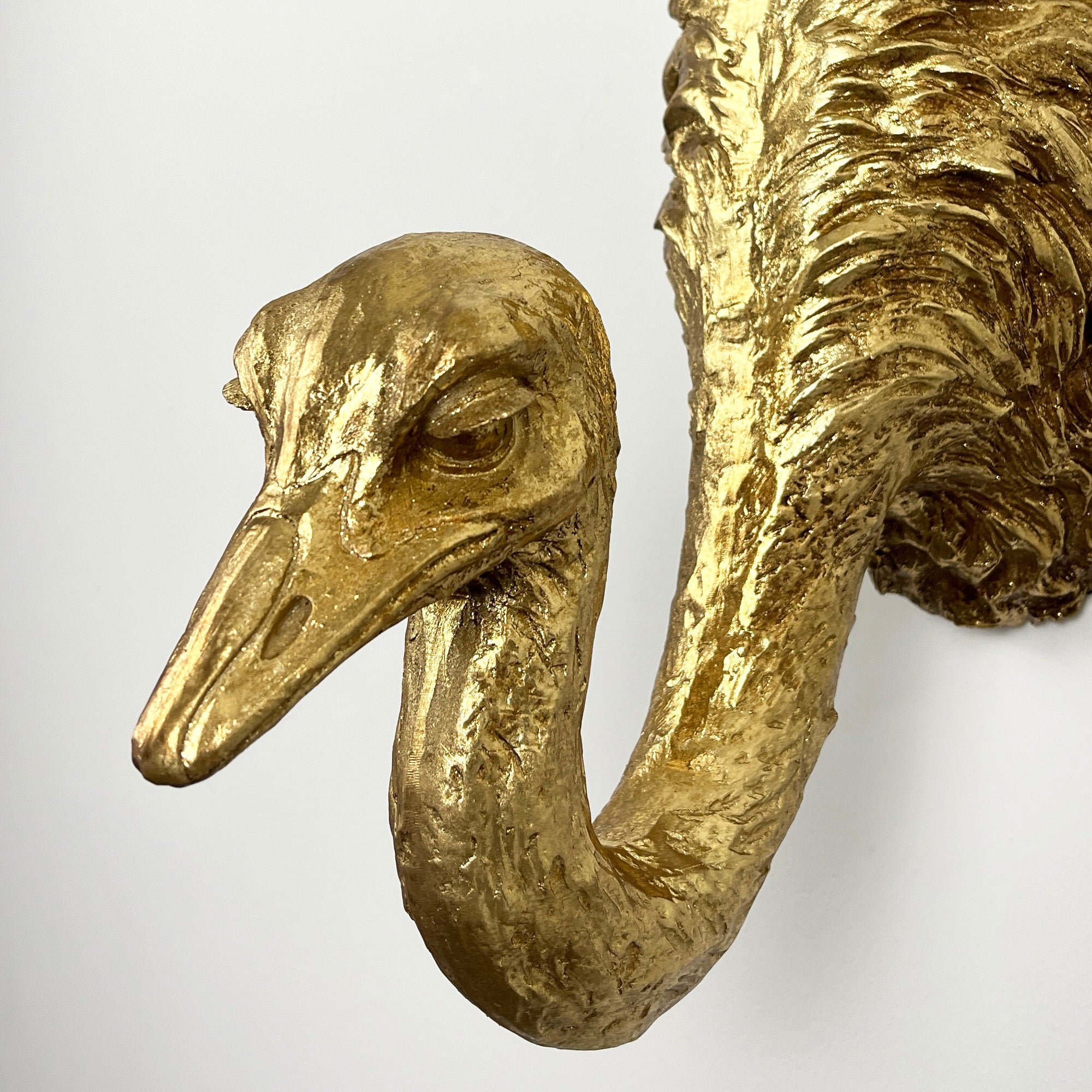 38cm Gold Ostrich Head Wall Decoration - Resin