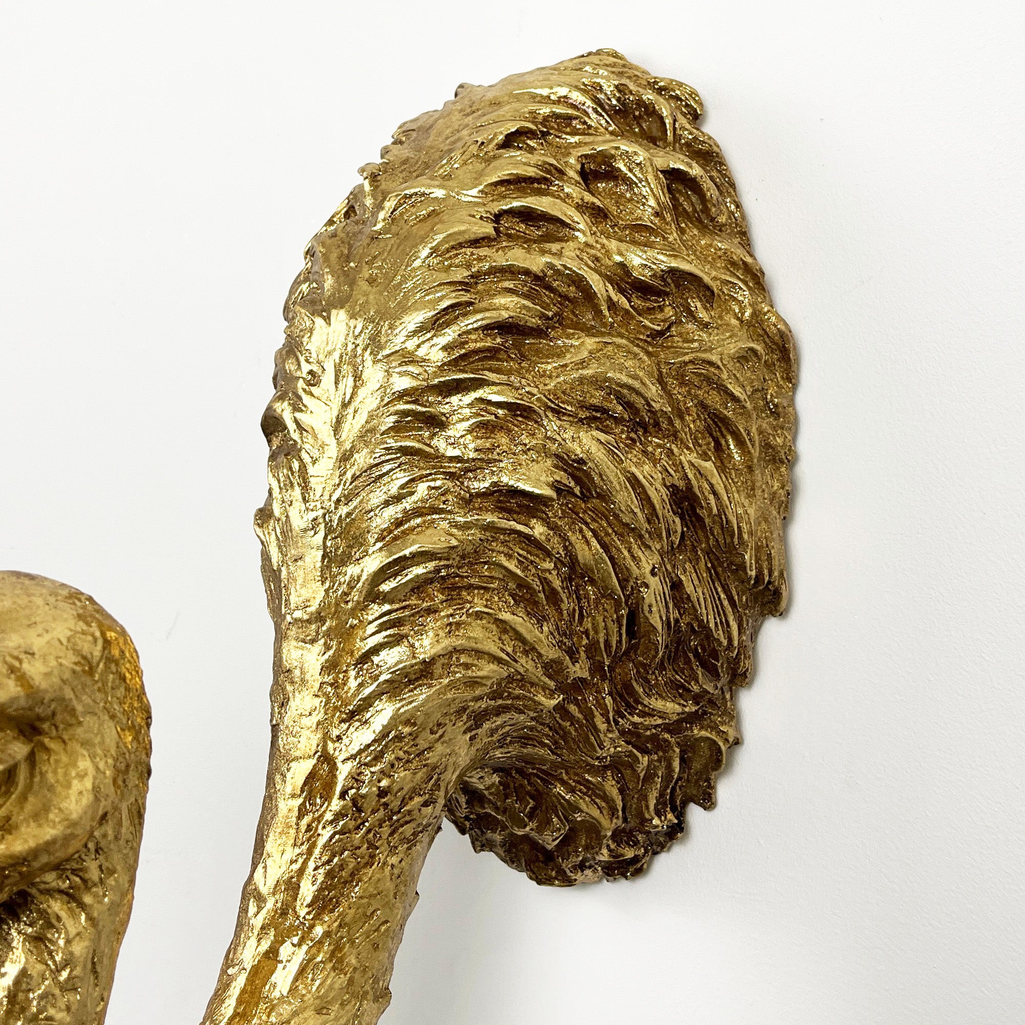 38cm Gold Ostrich Head Wall Decoration - Resin