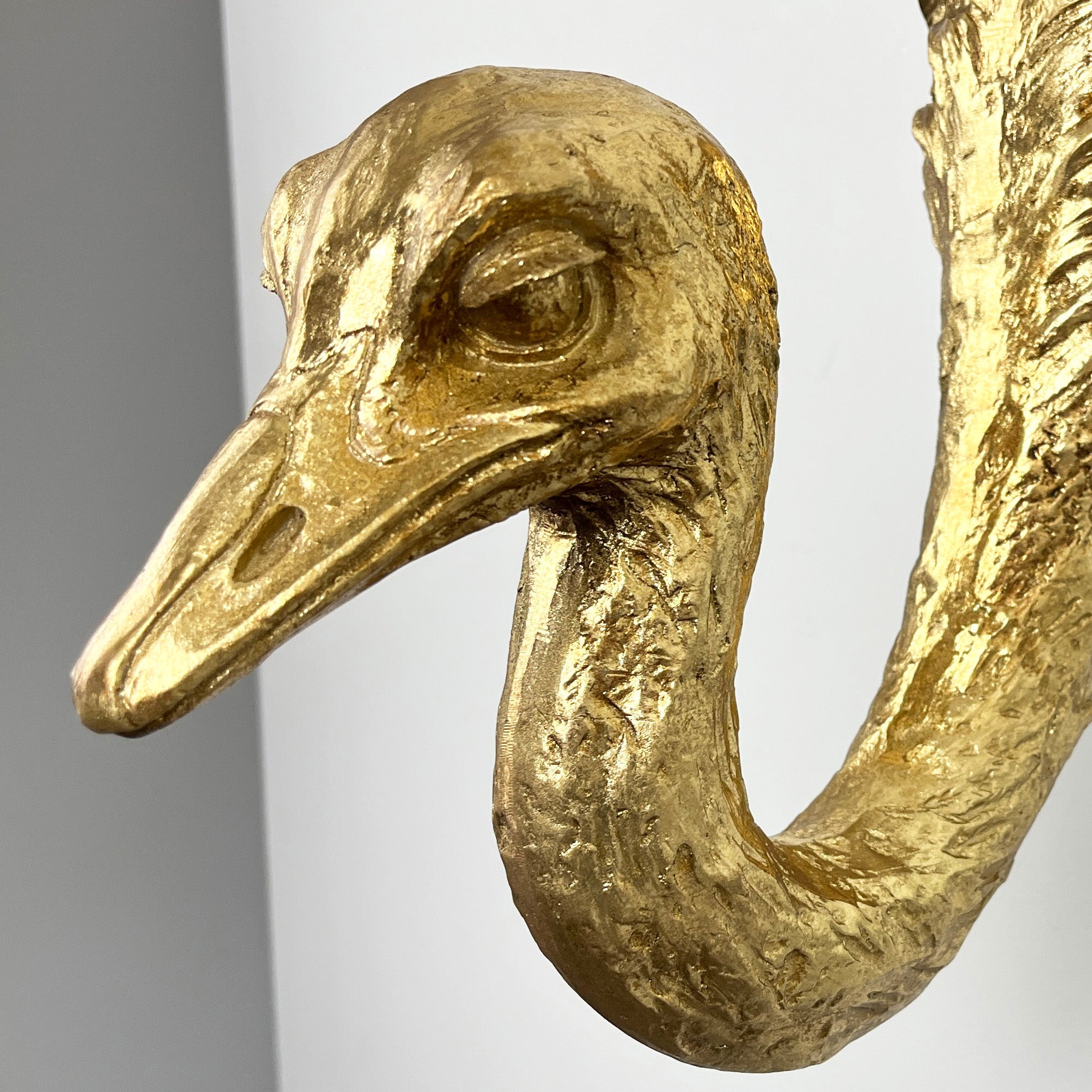 38cm Gold Ostrich Head Wall Decoration - Resin