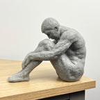 15cm Grey Abstract Sitting Man Ornament – Resin