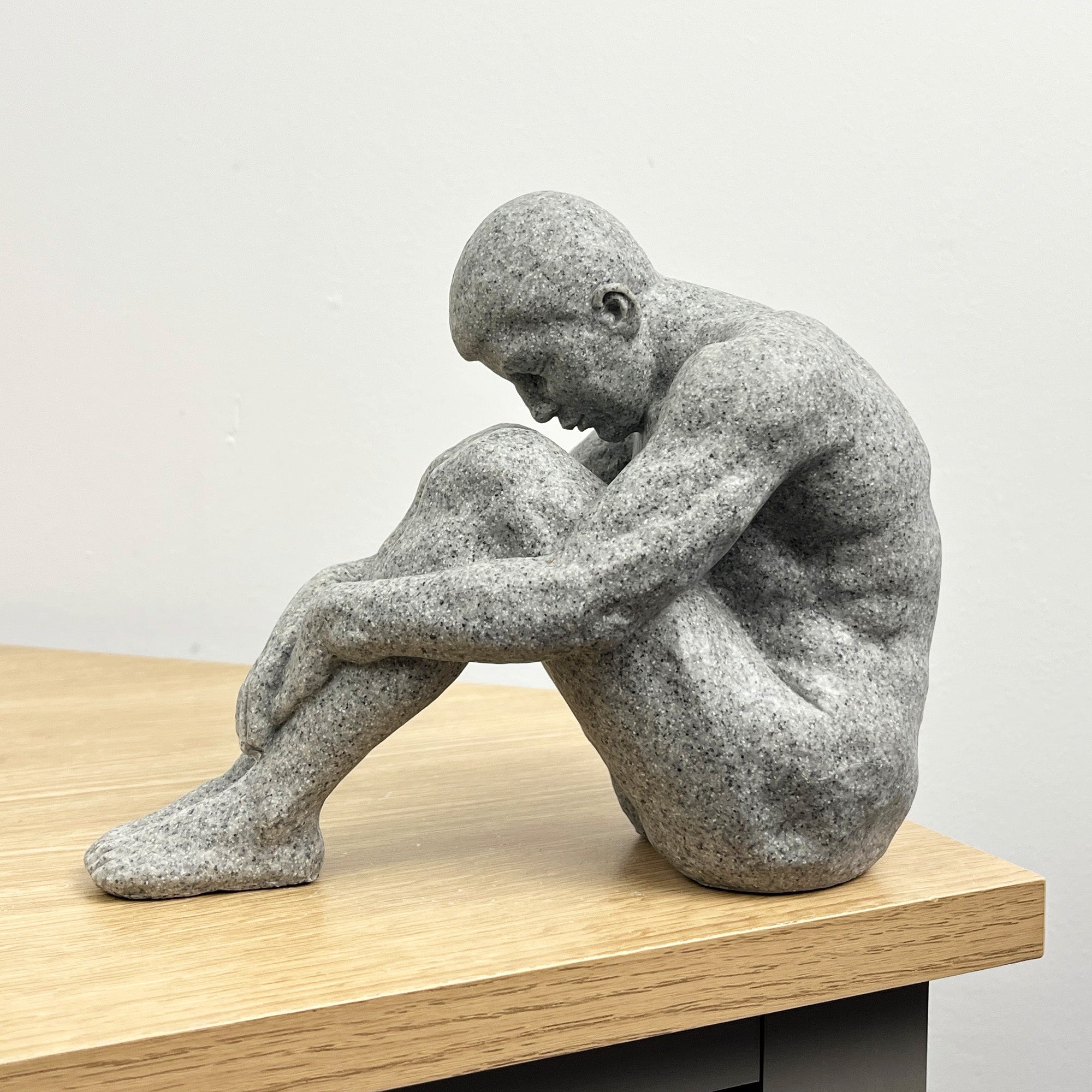 15cm Grey Abstract Sitting Man Ornament – Resin
