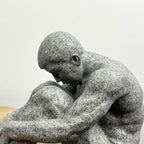 15cm Grey Abstract Sitting Man Ornament – Resin
