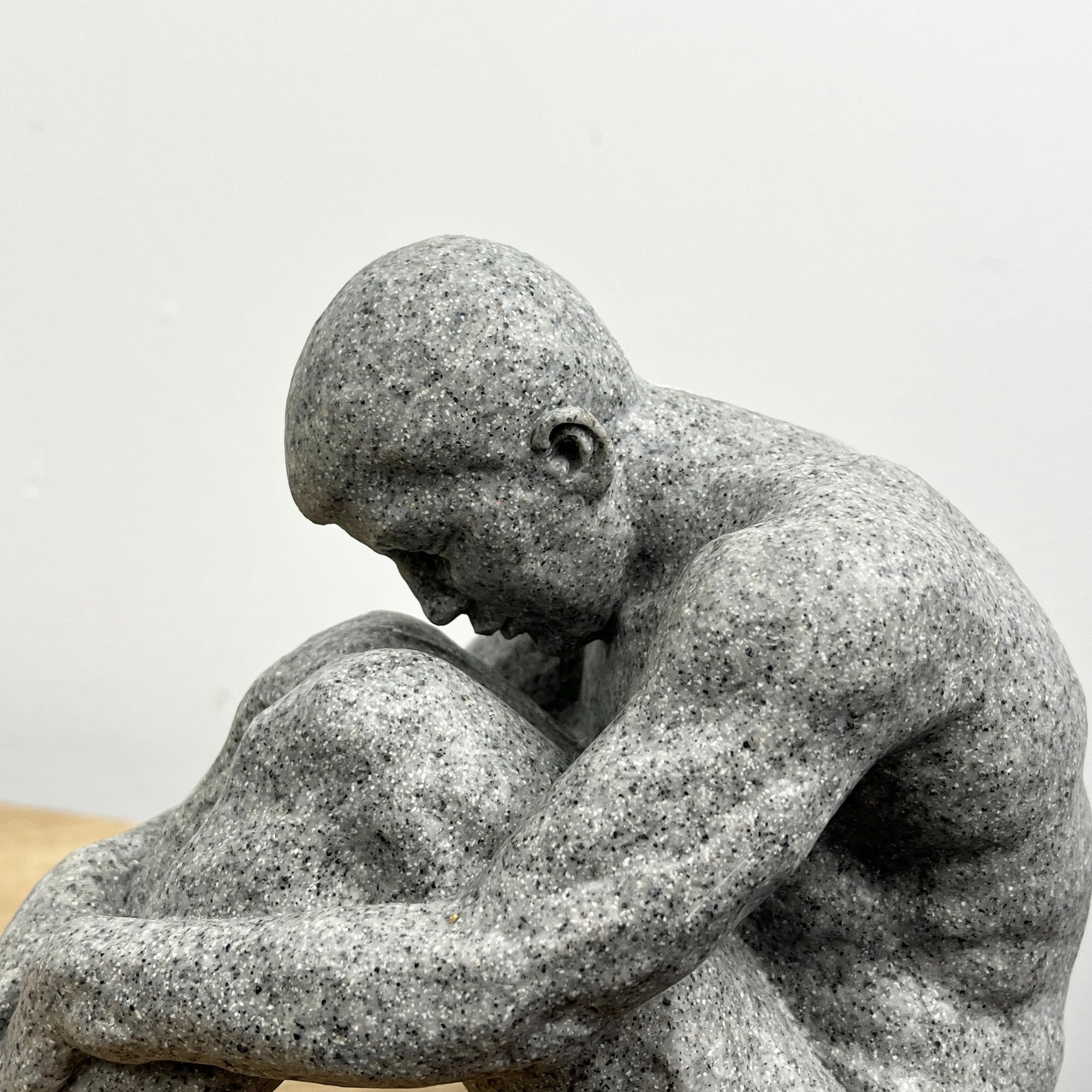 15cm Grey Abstract Sitting Man Ornament – Resin