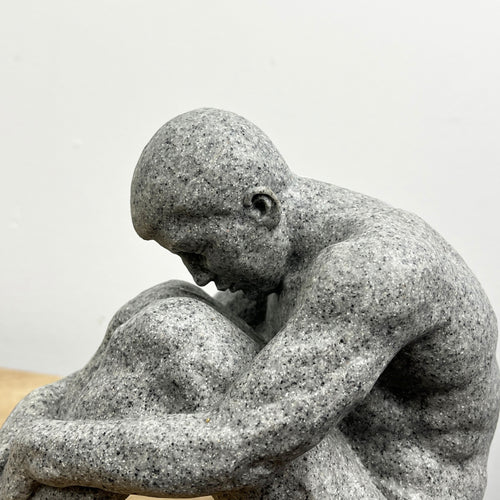 15cm Grey Abstract Sitting Man Ornament – Resin