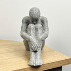 15cm Grey Abstract Sitting Man Ornament – Resin