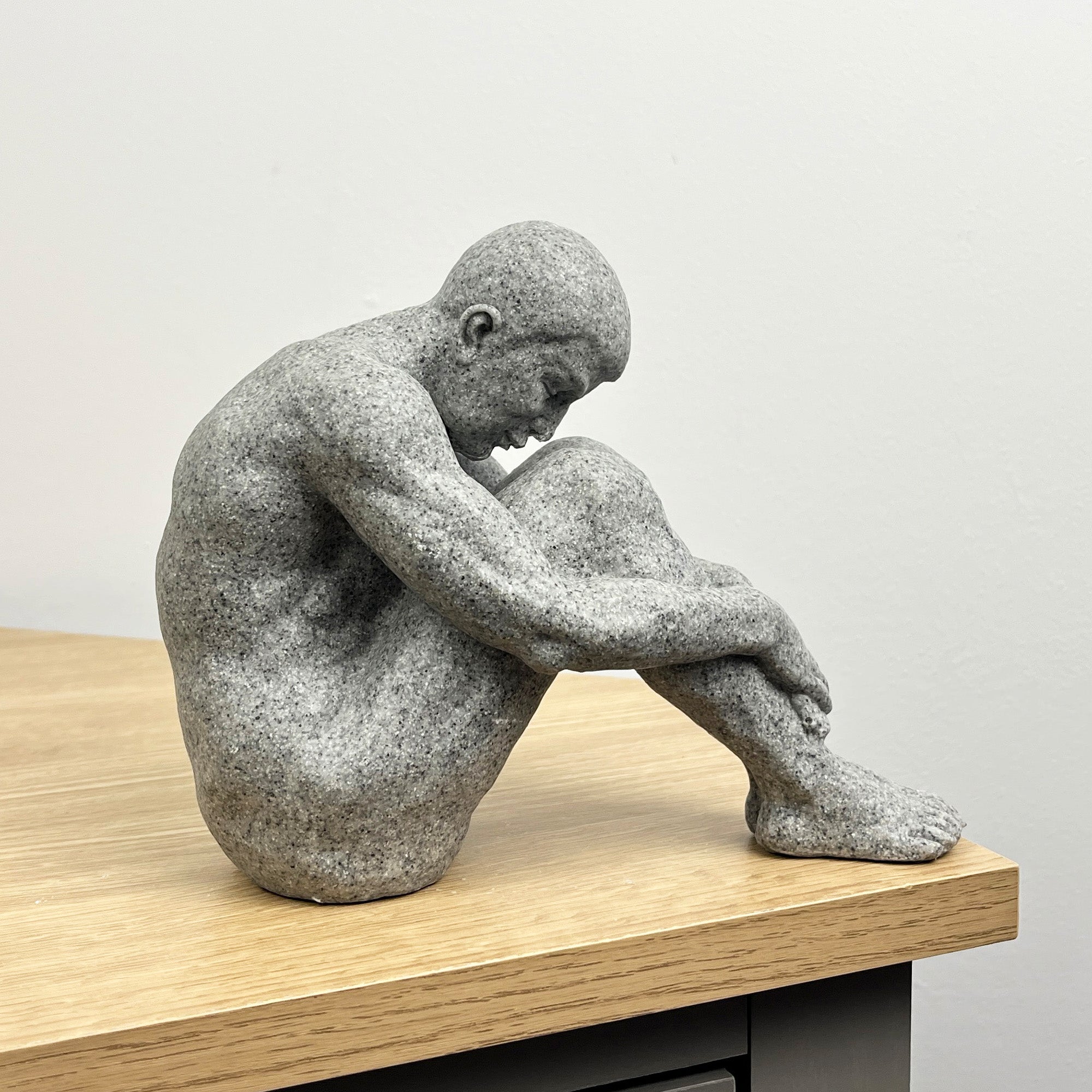 15cm Grey Abstract Sitting Man Ornament – Resin