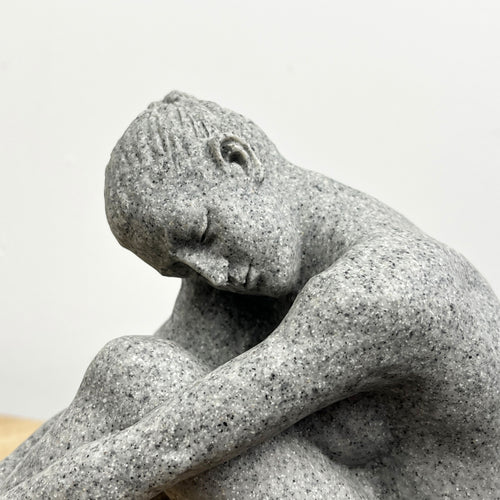 15cm Grey Abstract Sitting Woman Ornament – Resin