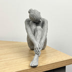 15cm Grey Abstract Sitting Woman Ornament – Resin