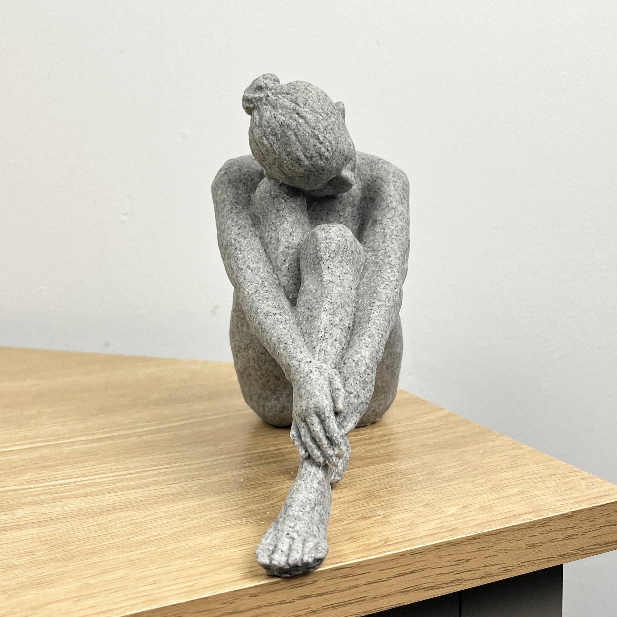 15cm Grey Abstract Sitting Woman Ornament – Resin