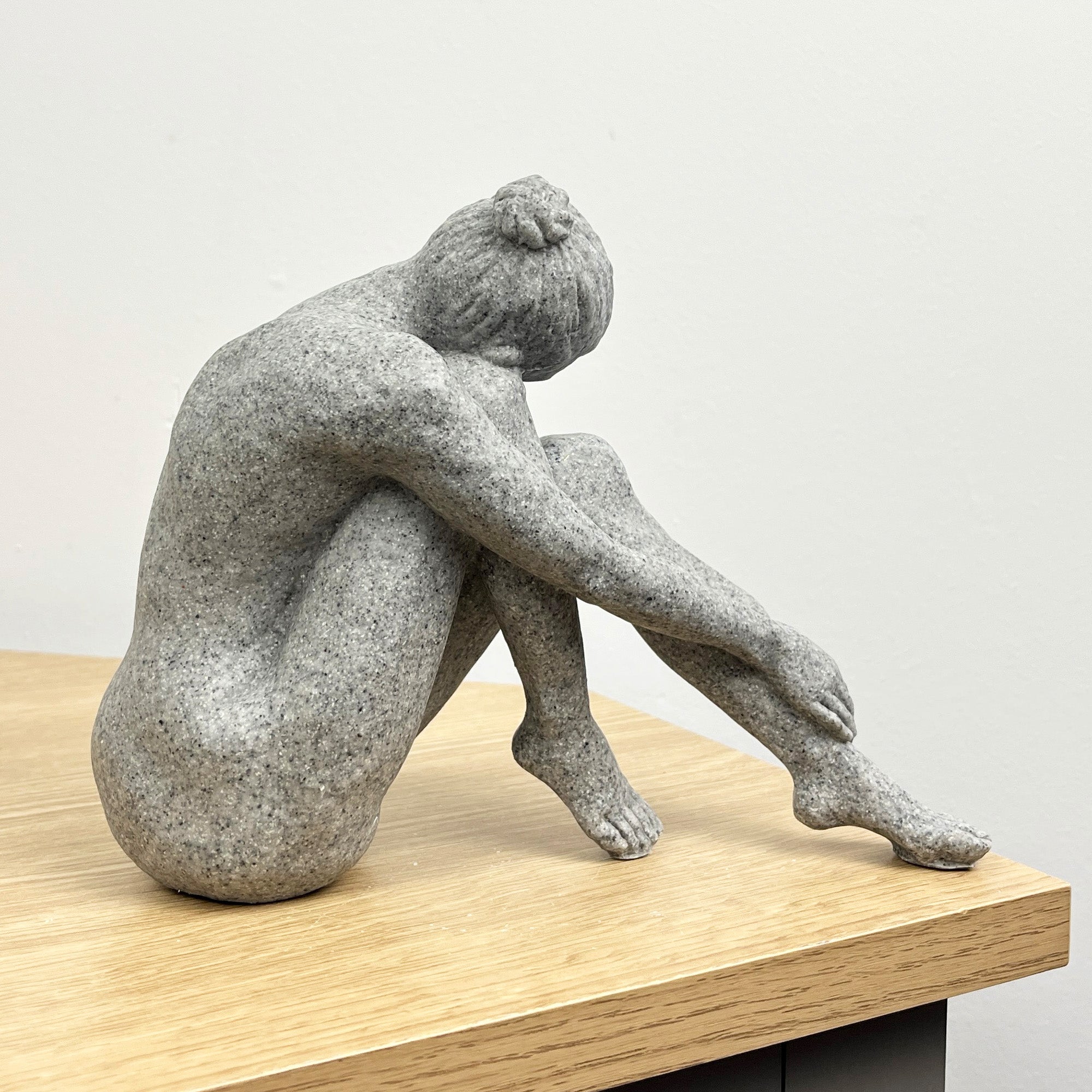 15cm Grey Abstract Sitting Woman Ornament – Resin