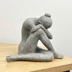 14.7cm Grey Abstract Sitting Woman Ornament – Resin