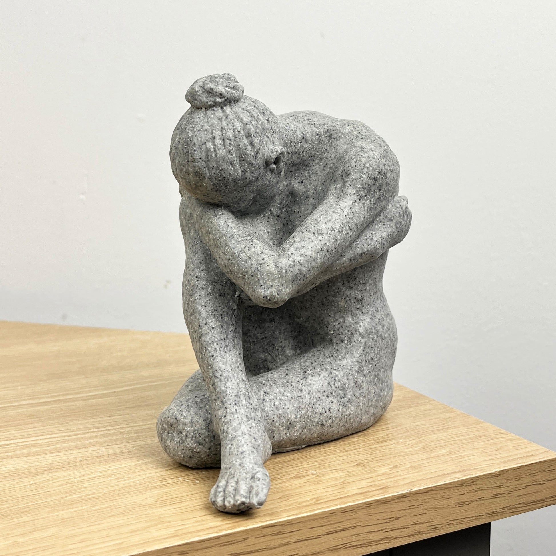 14.7cm Grey Abstract Sitting Woman Ornament – Resin