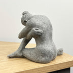 14.7cm Grey Abstract Sitting Woman Ornament – Resin