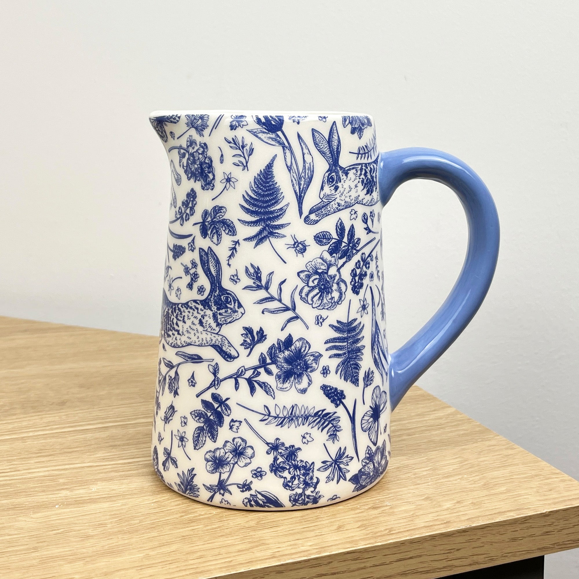 900ml Blue & White Floral Hare Serving Jug - Ceramic