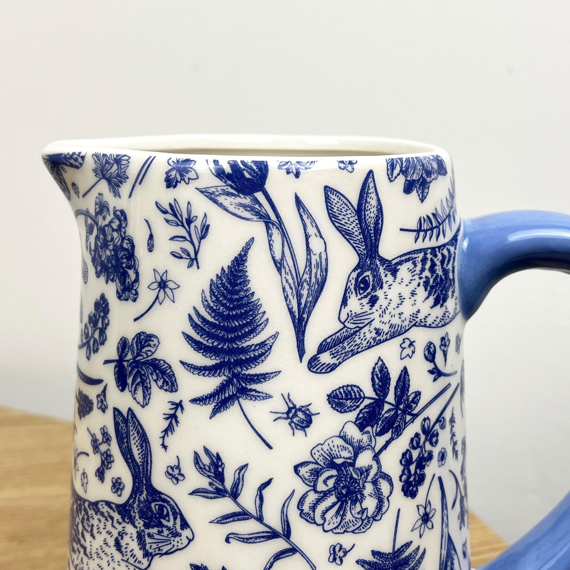 900ml Blue & White Floral Hare Serving Jug - Ceramic