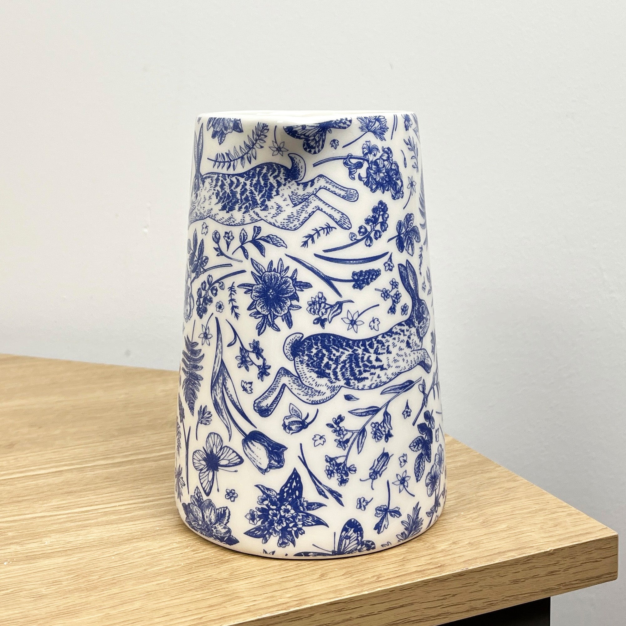 900ml Blue & White Floral Hare Serving Jug - Ceramic