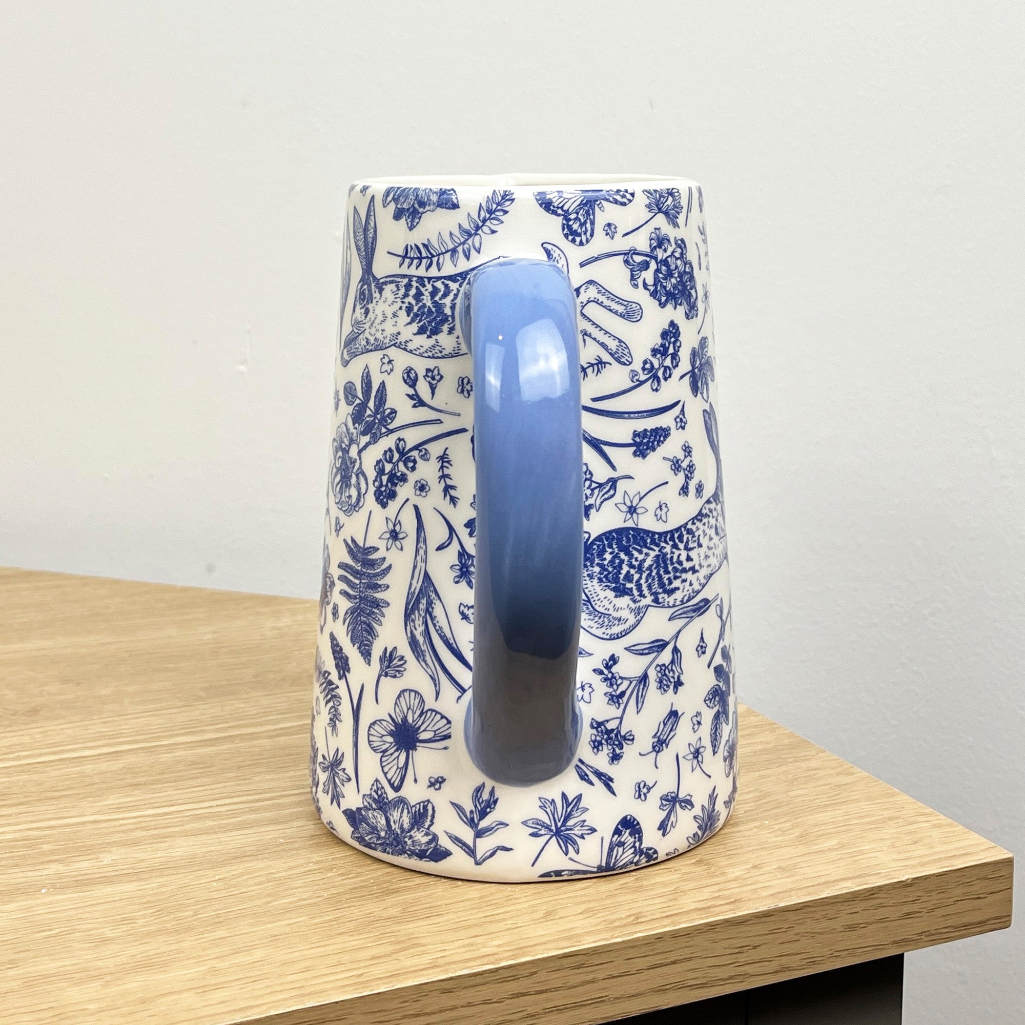 900ml Blue & White Floral Hare Serving Jug - Ceramic