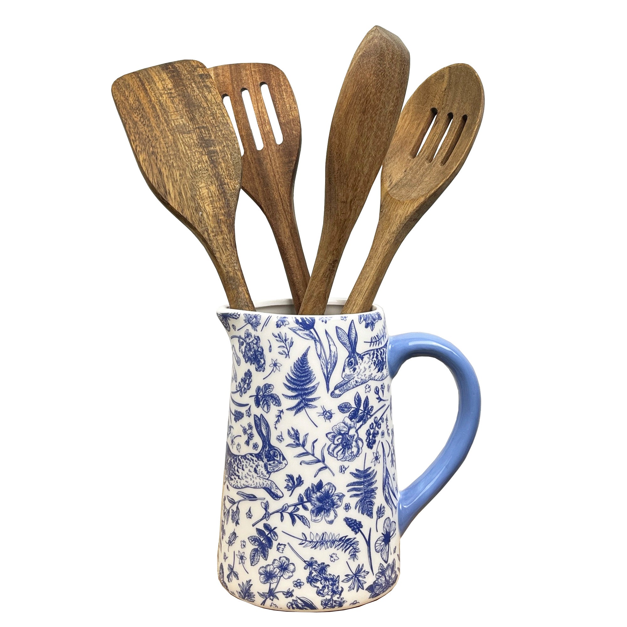 900ml Blue & White Floral Hare Serving Jug - Ceramic