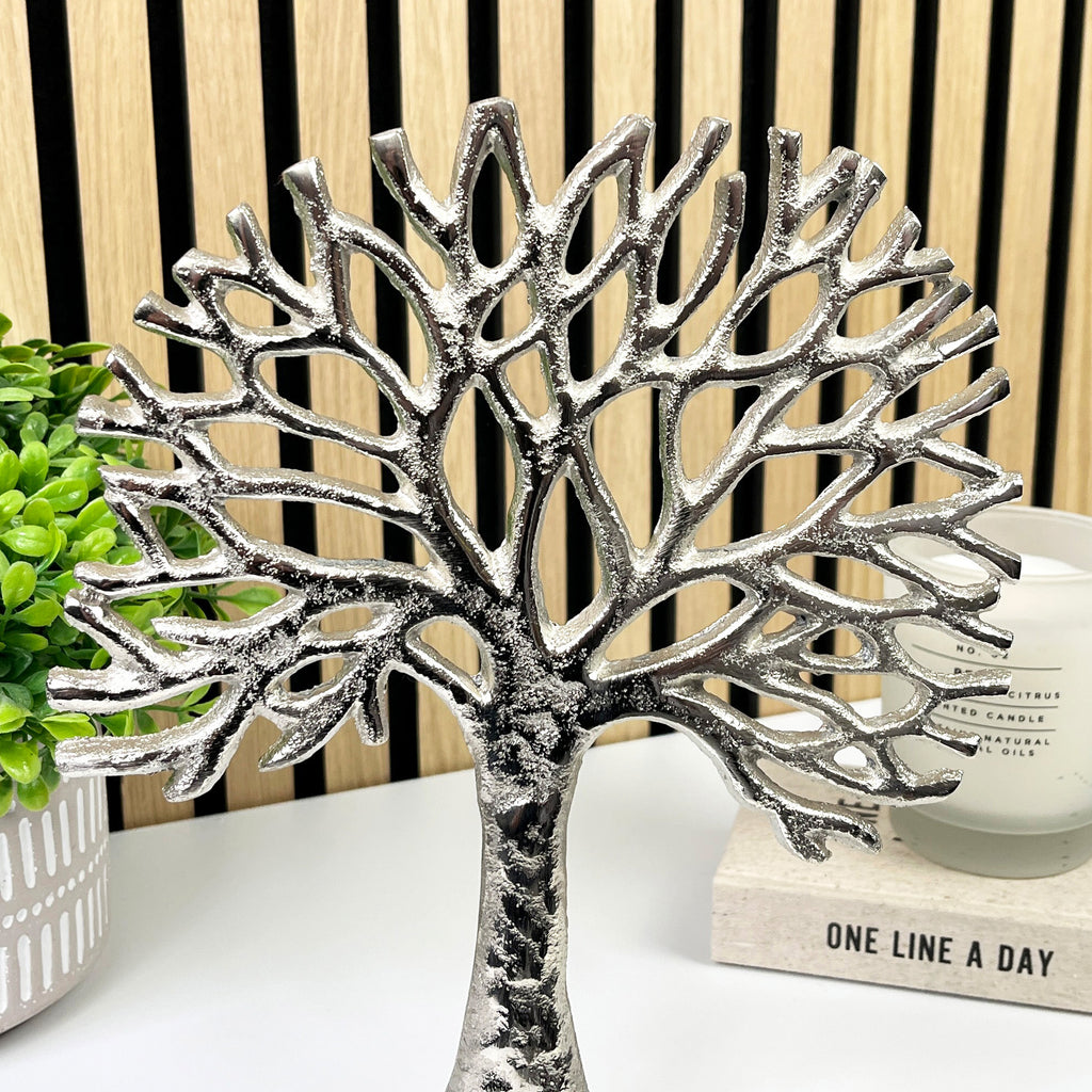 27.5cm Metal Tree of Life Ornament - Silver