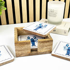 Set of 4 Wooden Coasters in Holder – Lobster
