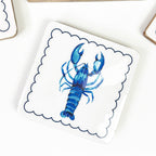 Set of 4 Wooden Coasters in Holder – Lobster
