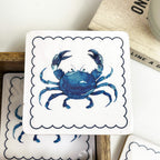 Set of 4 Wooden Coasters in Holder – Crab