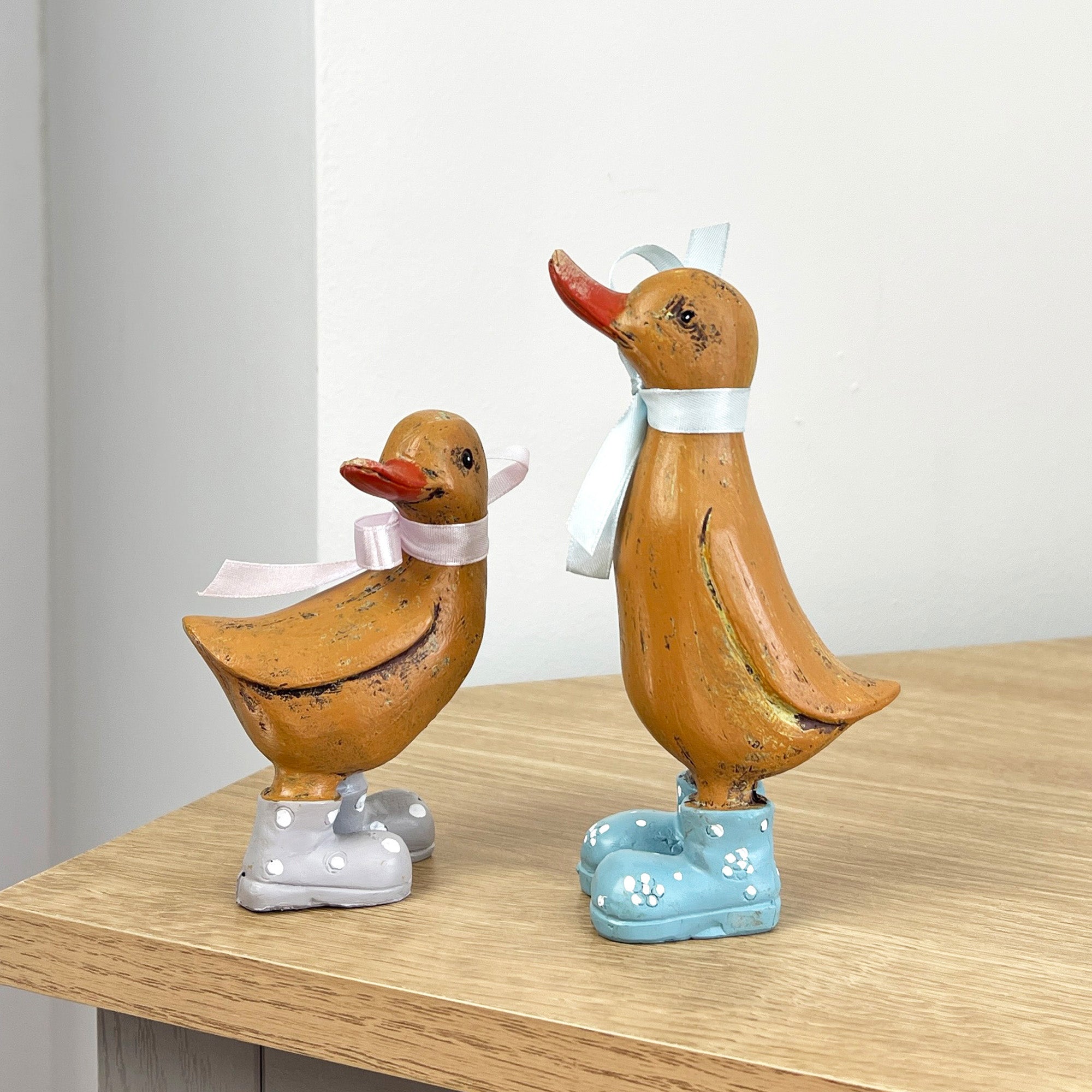 Set of 2 Rustic Duck Ornaments – Resin