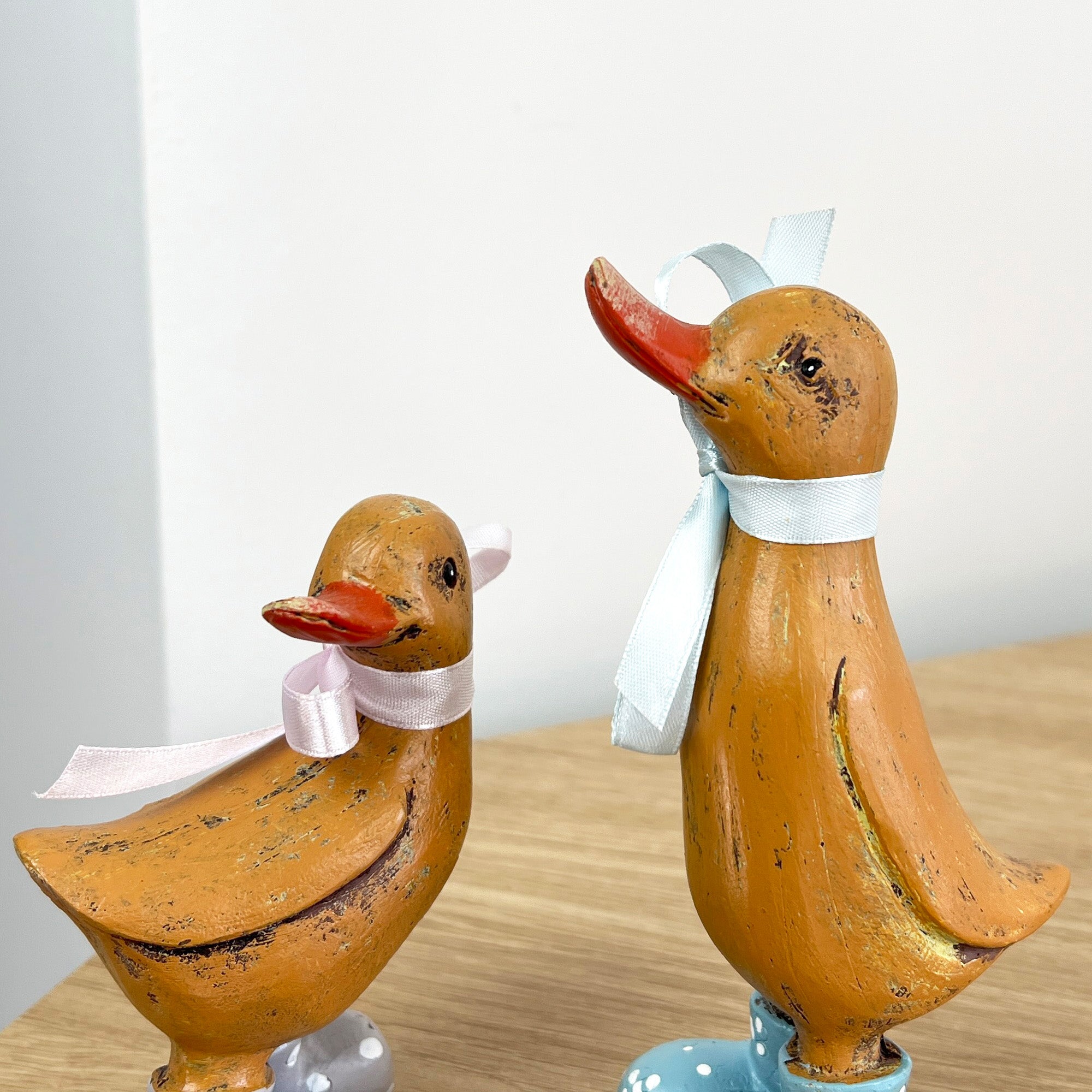 Set of 2 Rustic Duck Ornaments – Resin