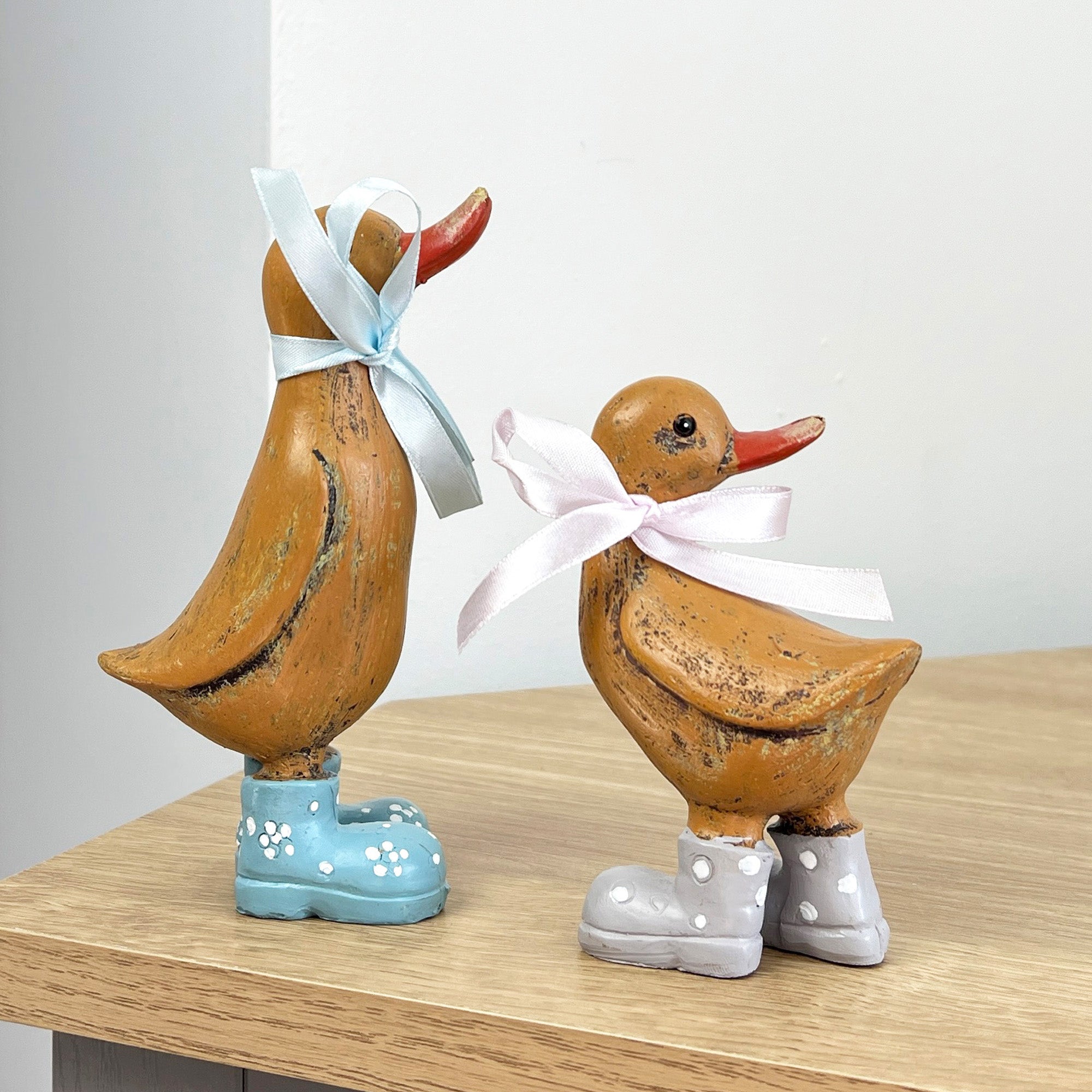 Set of 2 Rustic Duck Ornaments – Resin