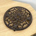 17cm Round Cast Iron Trivet - Brown